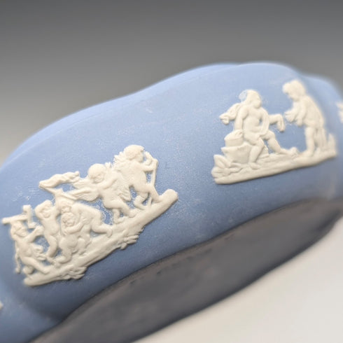 英國復古 Wedgwood Jasperware 圓形小物盒,淡藍色,無蓋